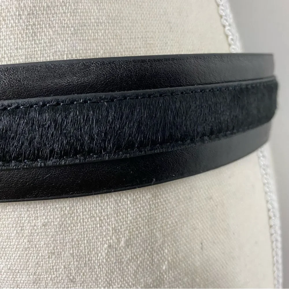 Ann Taylor leather & calf hair elasticized elegant  belt M/L